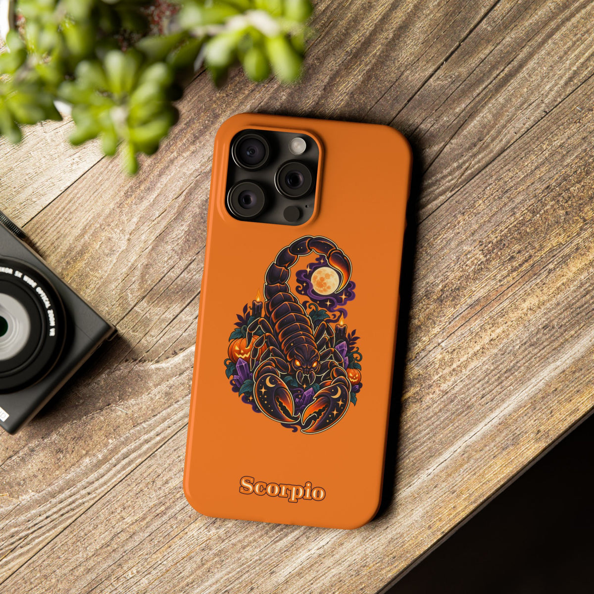 Scorpio Slim Phone Case — Halloween Orange Zodiac Scorpion Design