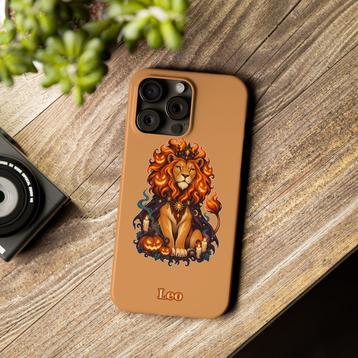 Leo Zodiac Slim Phone Case — Halloween Lion Astrology Design