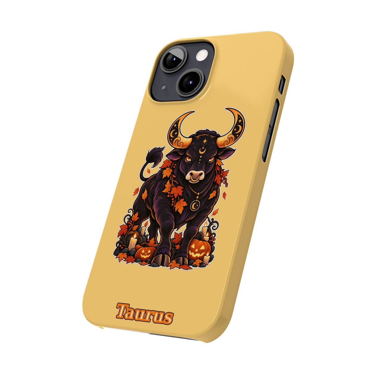 Taurus Slim Phone Case — Autumn Halloween Zodiac Bull Design