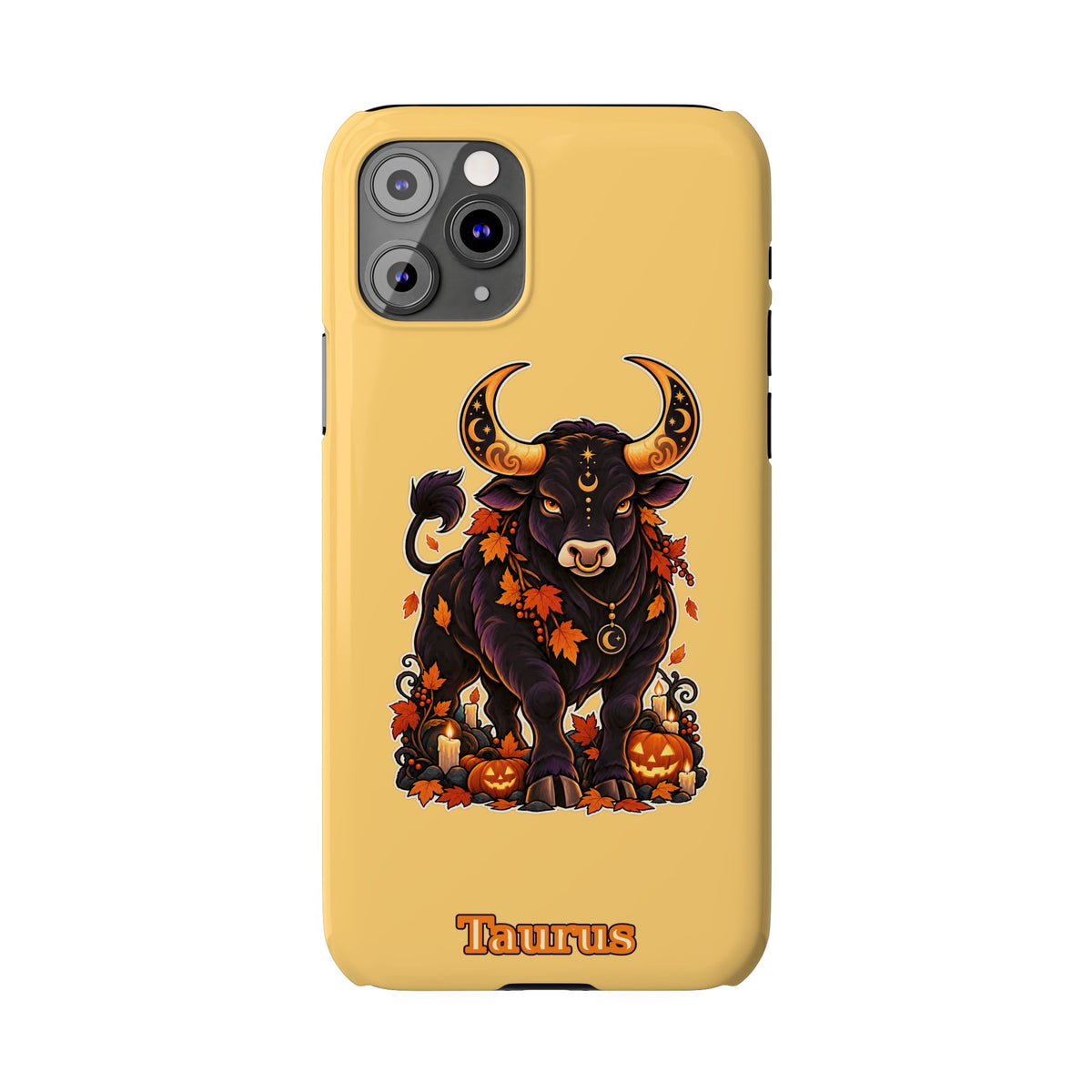 Taurus Slim Phone Case — Autumn Halloween Zodiac Bull Design