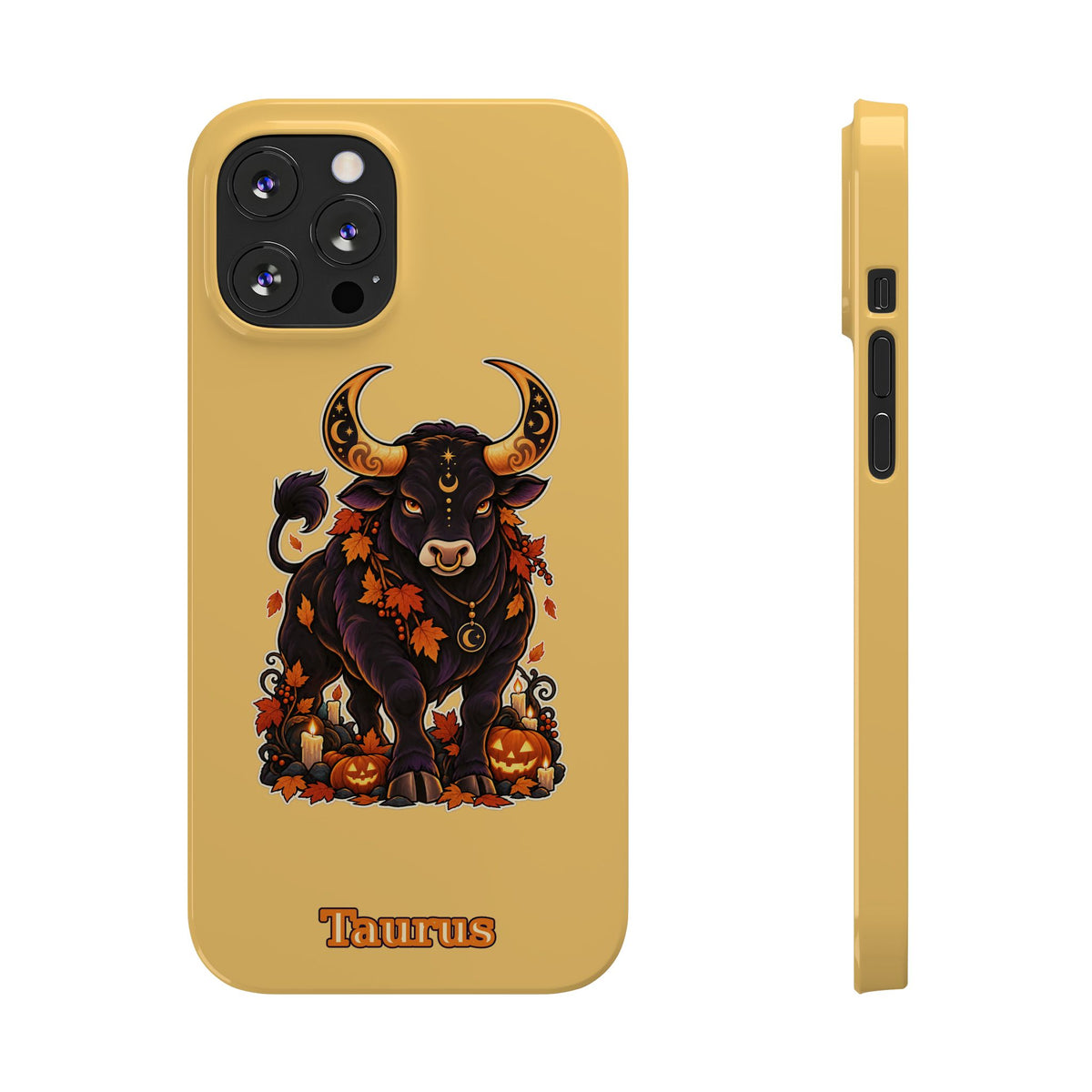 Taurus Slim Phone Case — Autumn Halloween Zodiac Bull Design