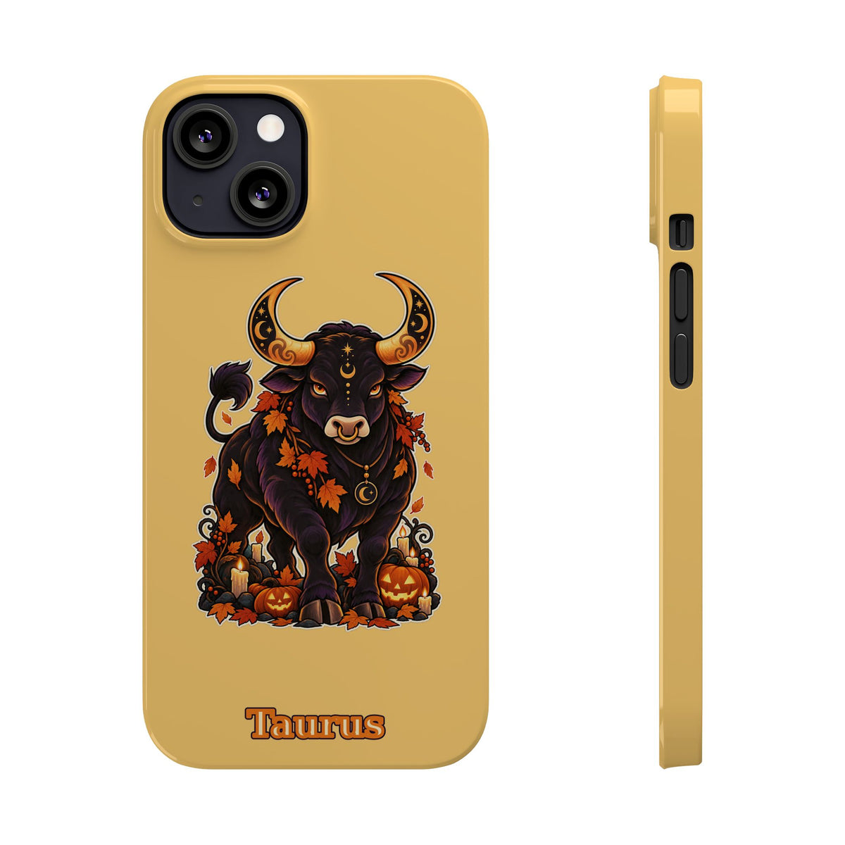 Taurus Slim Phone Case — Autumn Halloween Zodiac Bull Design