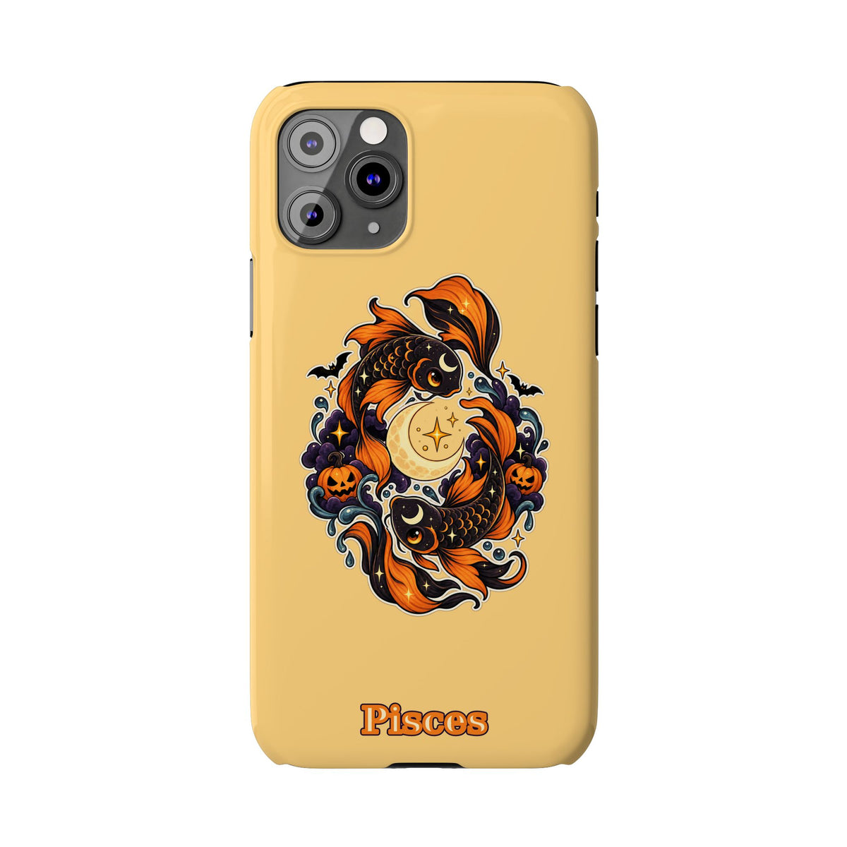 Pisces Koi Moon Slim Phone Case — Halloween Zodiac Fish Design