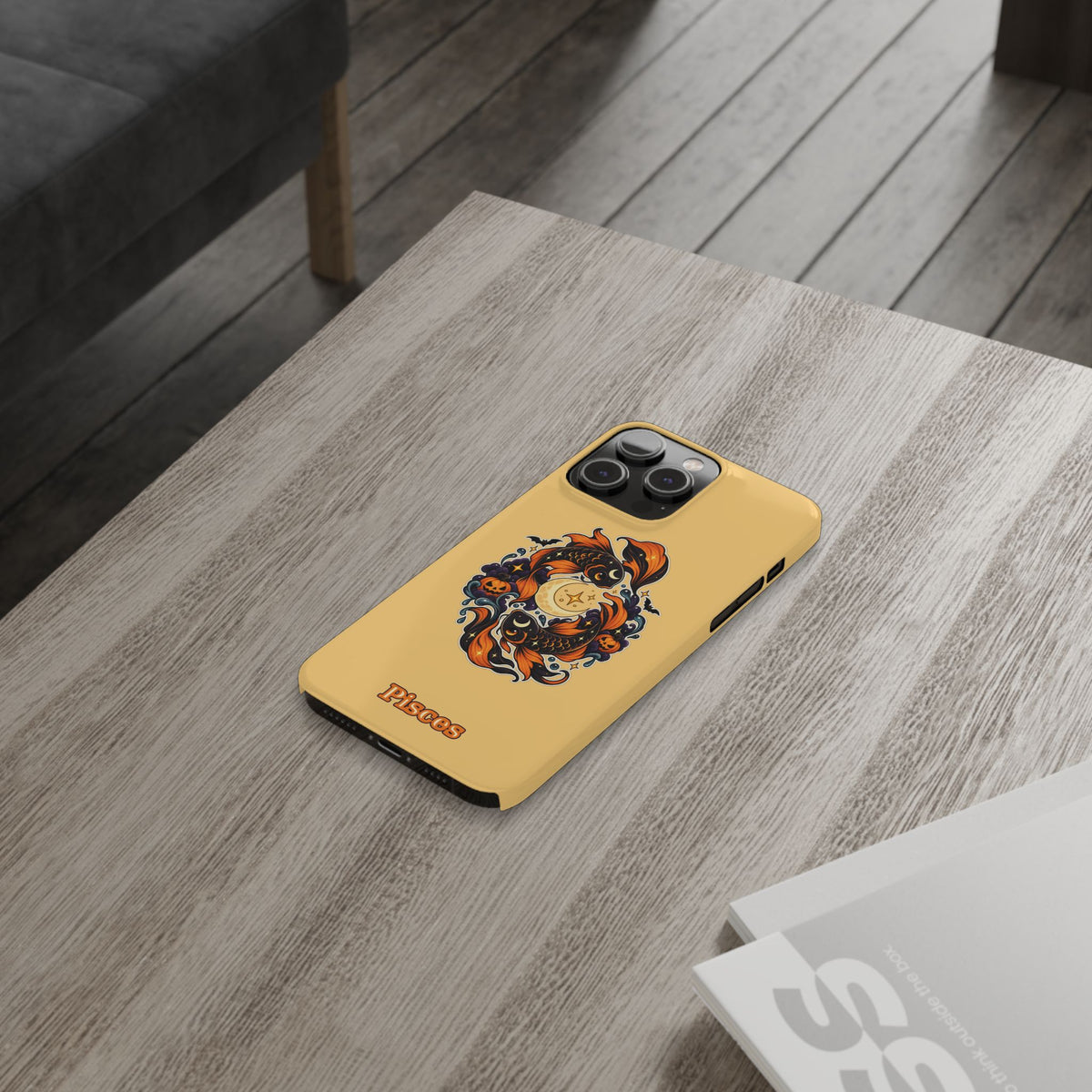 Pisces Koi Moon Slim Phone Case — Halloween Zodiac Fish Design