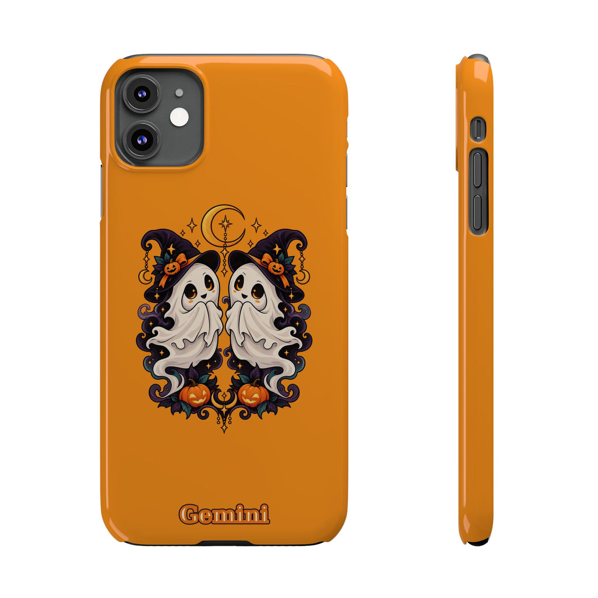 Gemini Halloween Slim Phone Case — Cute Twin Ghost Zodiac Design