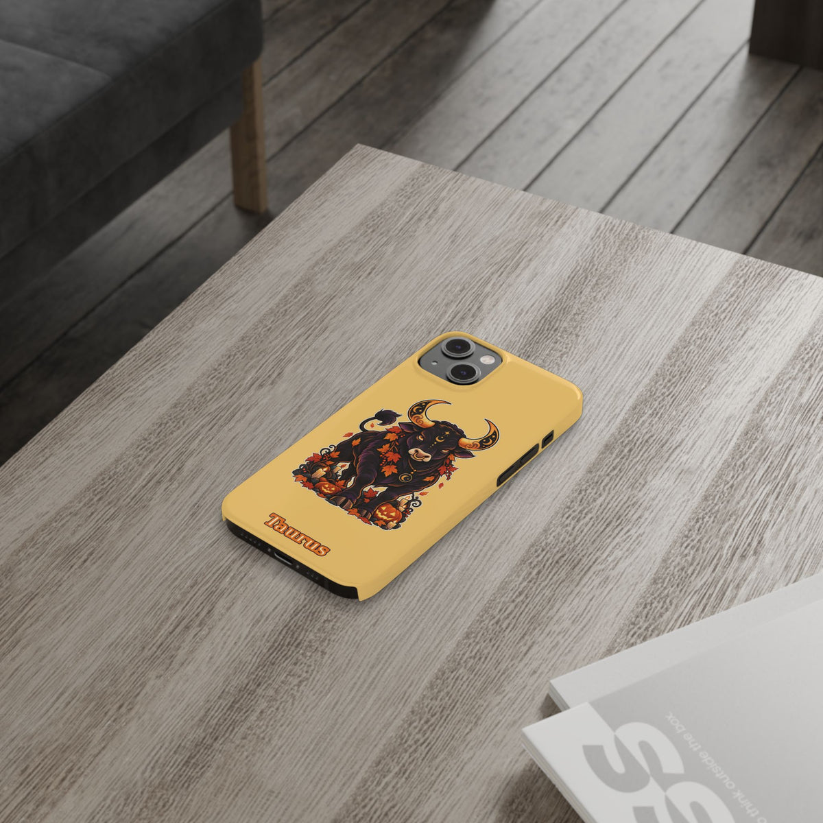 Taurus Slim Phone Case — Autumn Halloween Zodiac Bull Design