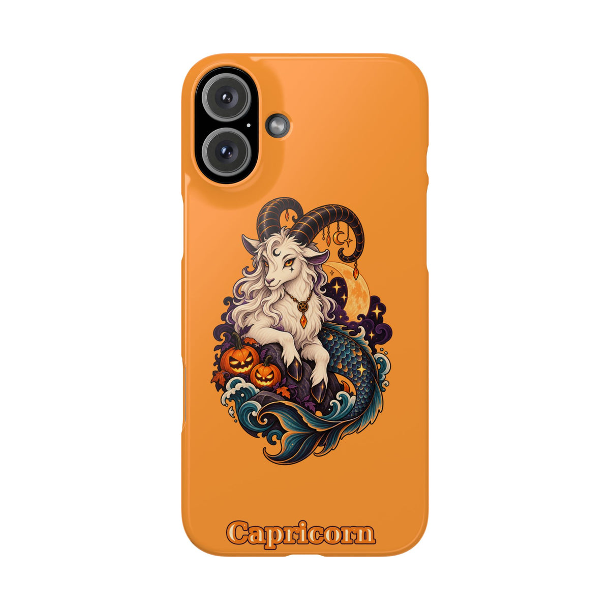 Capricorn Halloween Slim Phone Case — Zodiac Sea-Goat Pumpkin Design
