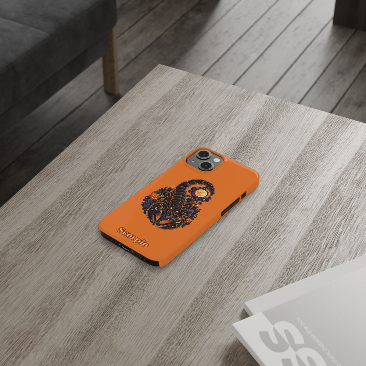 Scorpio Slim Phone Case — Halloween Orange Zodiac Scorpion Design