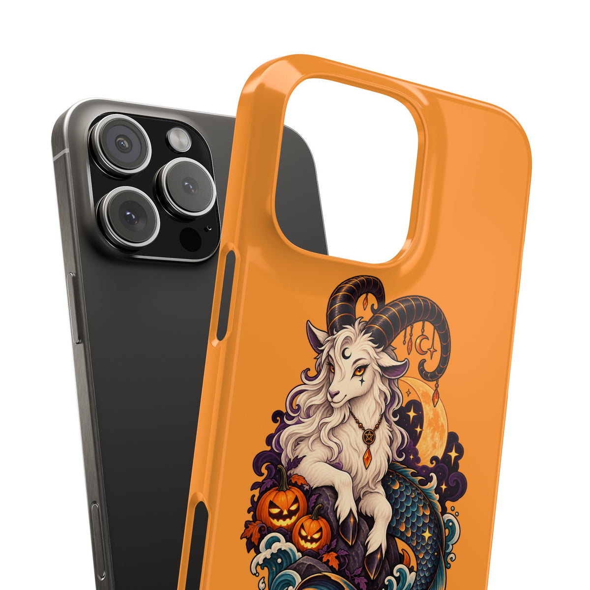Capricorn Halloween Slim Phone Case — Zodiac Sea-Goat Pumpkin Design