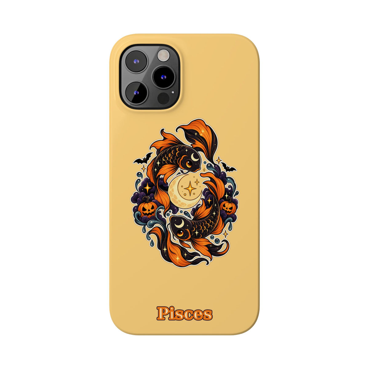 Pisces Koi Moon Slim Phone Case — Halloween Zodiac Fish Design