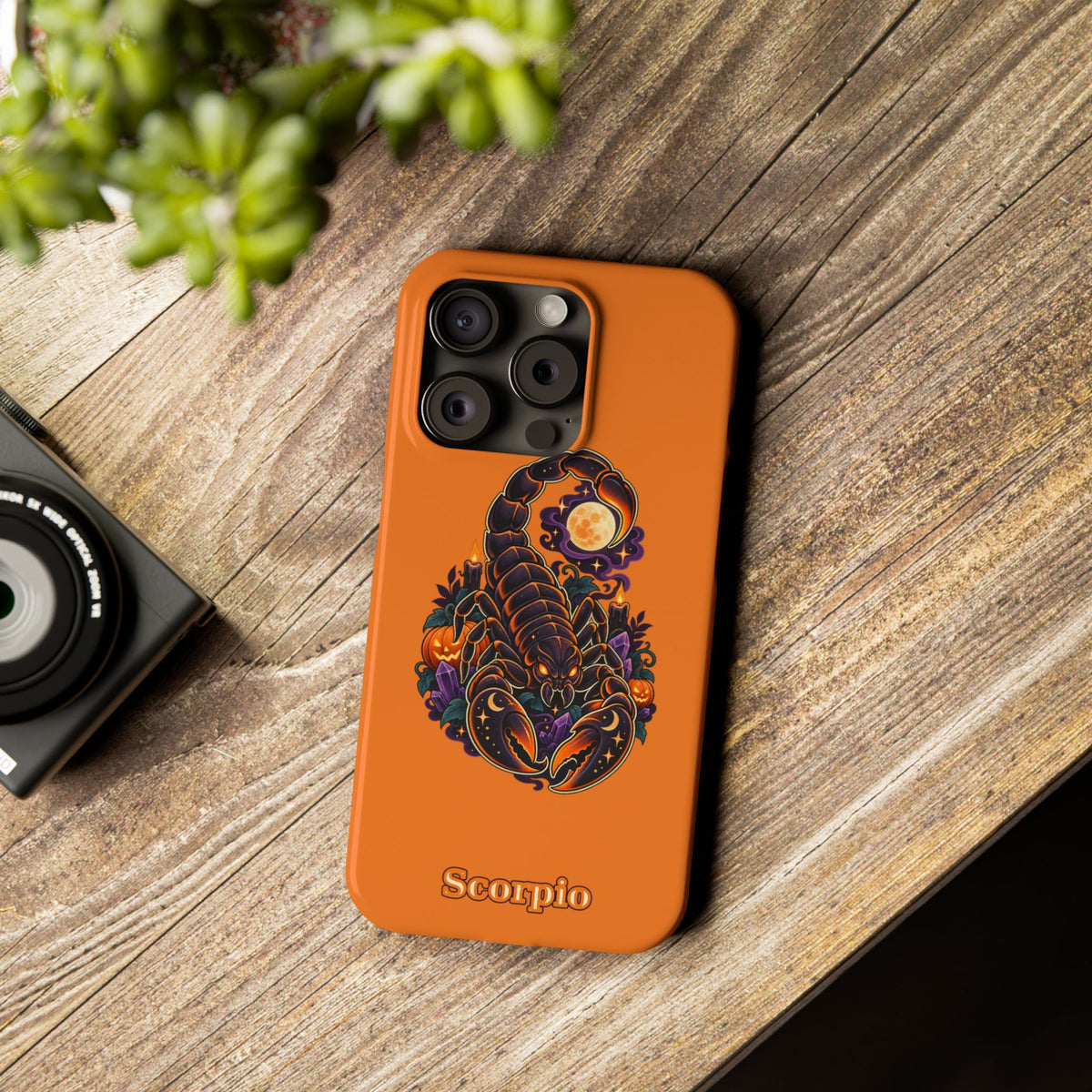 Scorpio Slim Phone Case — Halloween Orange Zodiac Scorpion Design