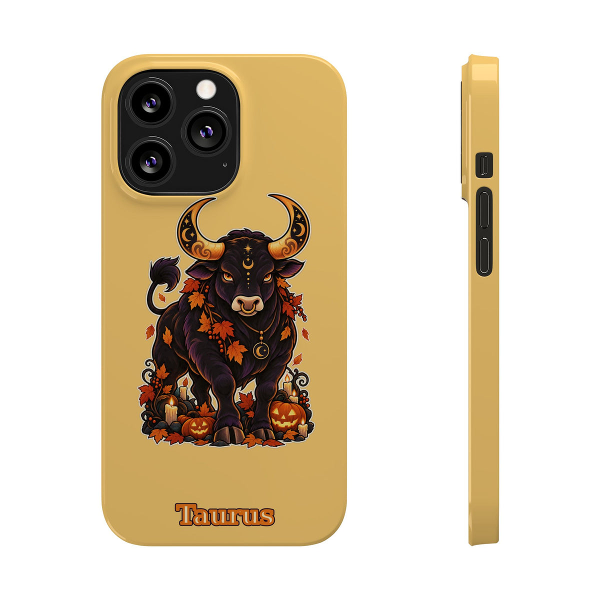 Taurus Slim Phone Case — Autumn Halloween Zodiac Bull Design