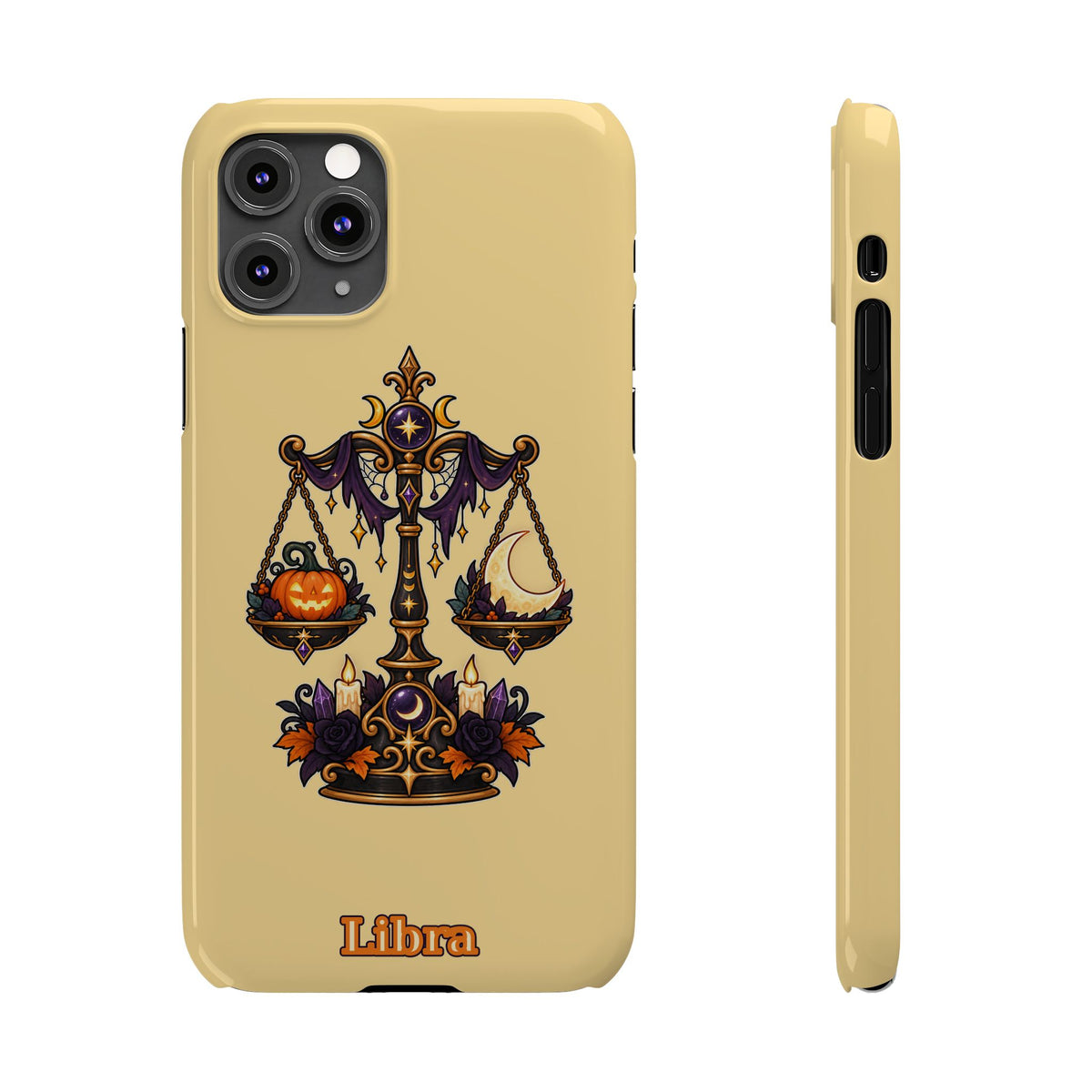 Libra Halloween Slim Phone Case — Pumpkin & Moon Scales Zodiac Design