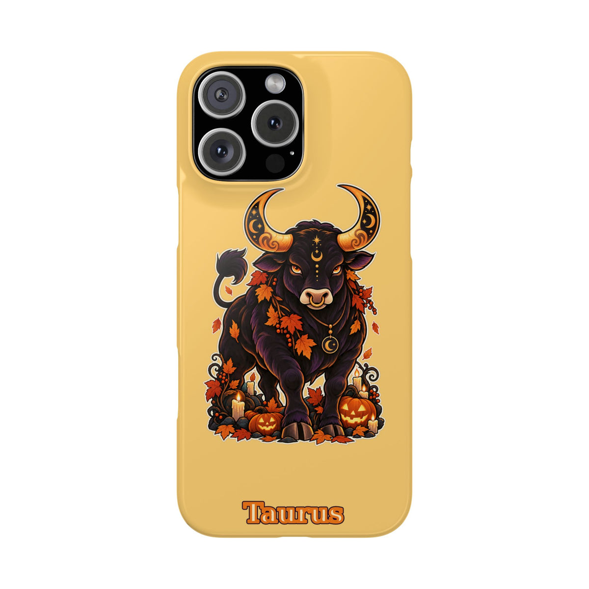 Taurus Slim Phone Case — Autumn Halloween Zodiac Bull Design