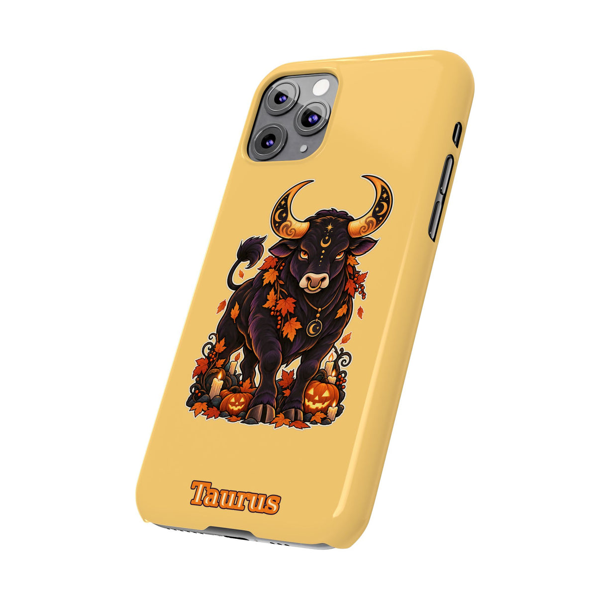 Taurus Slim Phone Case — Autumn Halloween Zodiac Bull Design