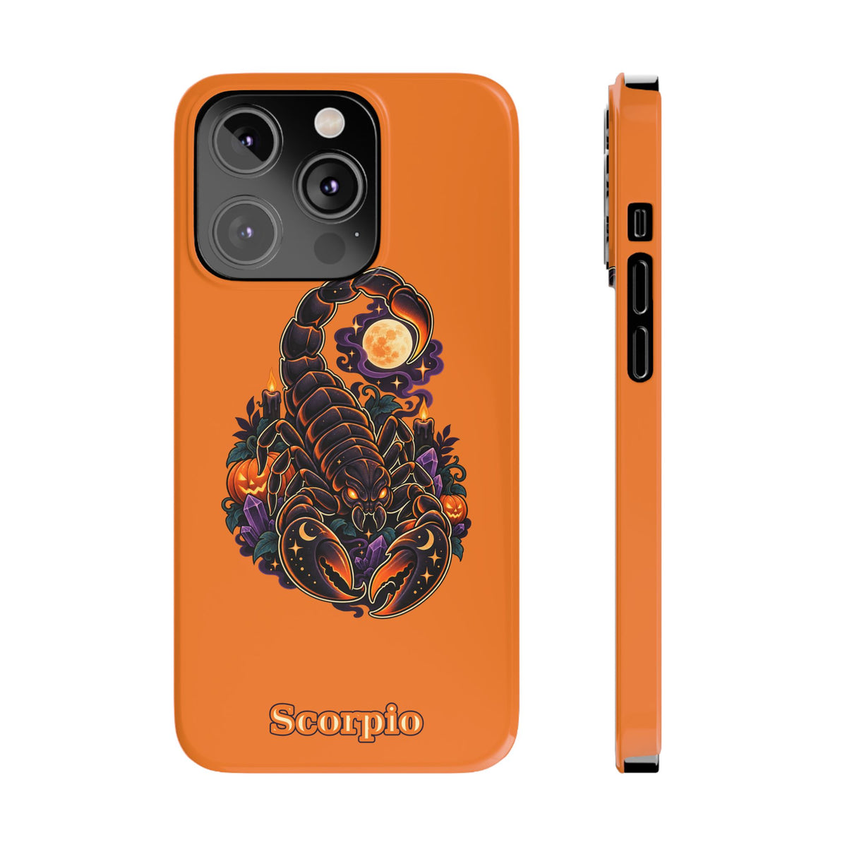 Scorpio Slim Phone Case — Halloween Orange Zodiac Scorpion Design