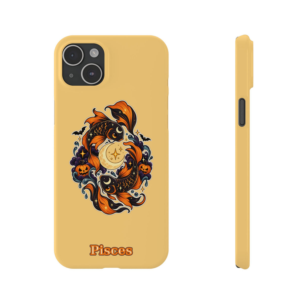 Pisces Koi Moon Slim Phone Case — Halloween Zodiac Fish Design