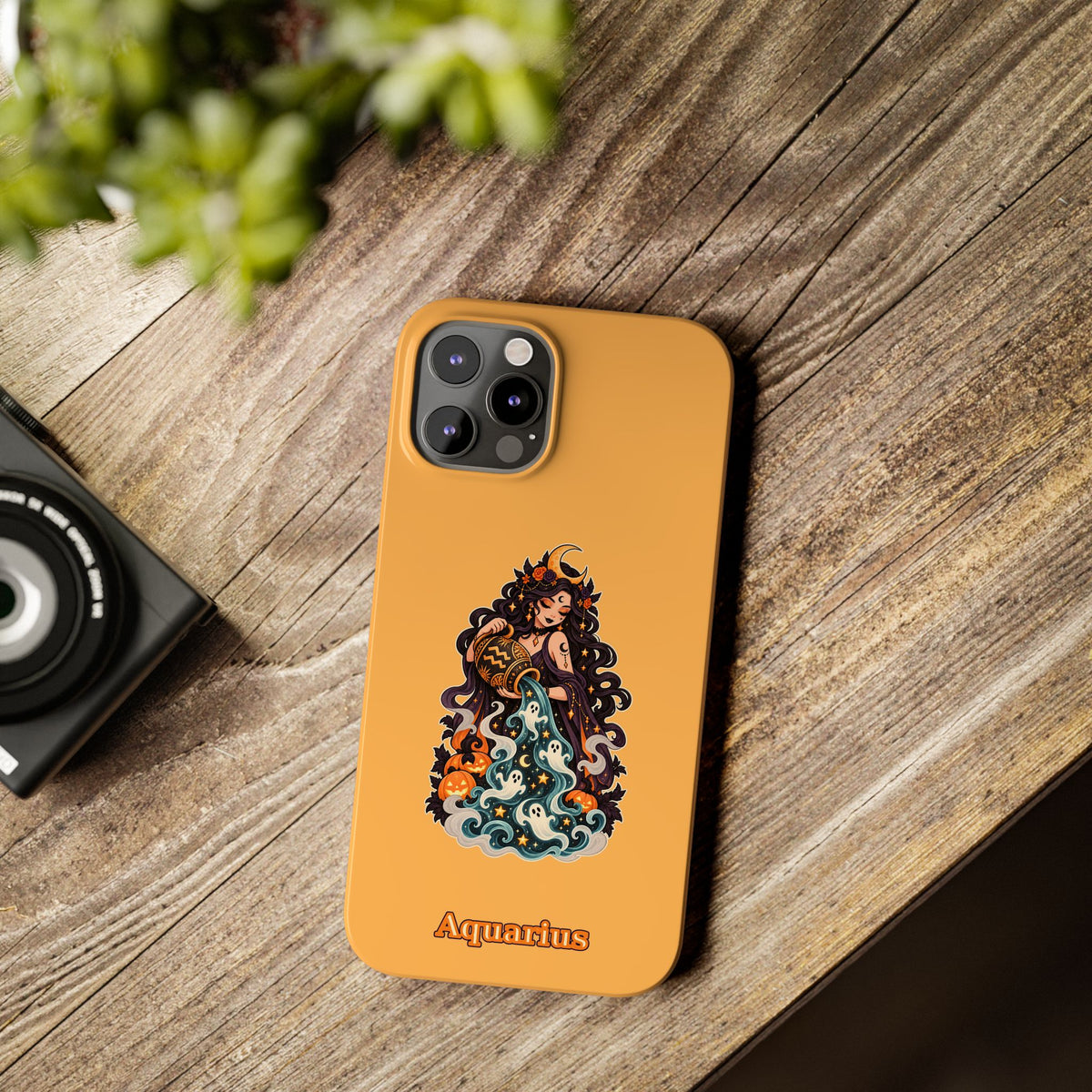 Aquarius Zodiac Slim Phone Case — Water-Bearer Halloween Astrology Design