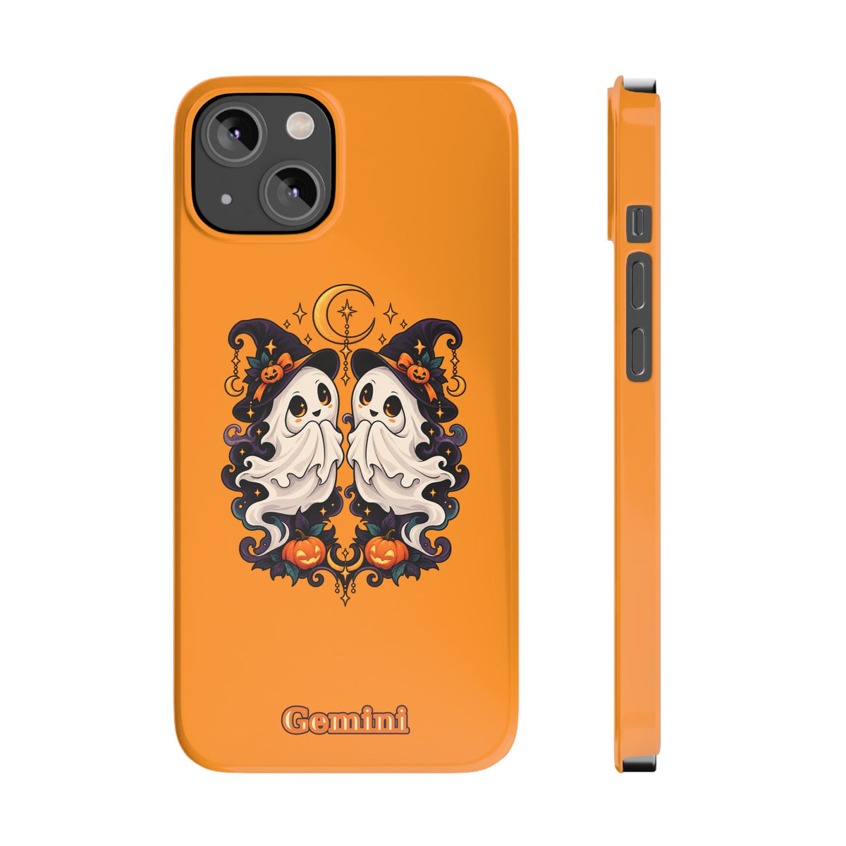 Gemini Halloween Slim Phone Case — Cute Twin Ghost Zodiac Design