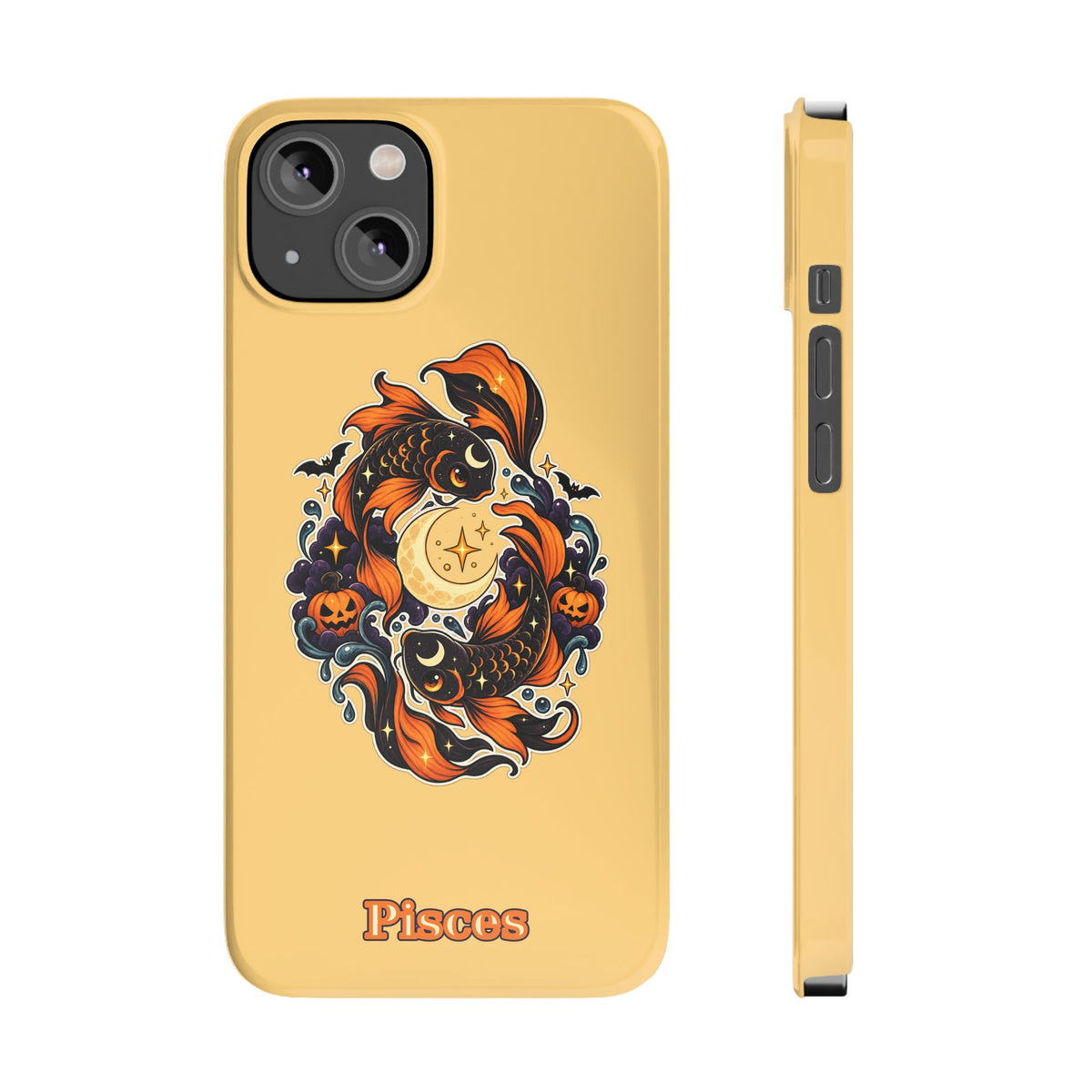 Pisces Koi Moon Slim Phone Case — Halloween Zodiac Fish Design