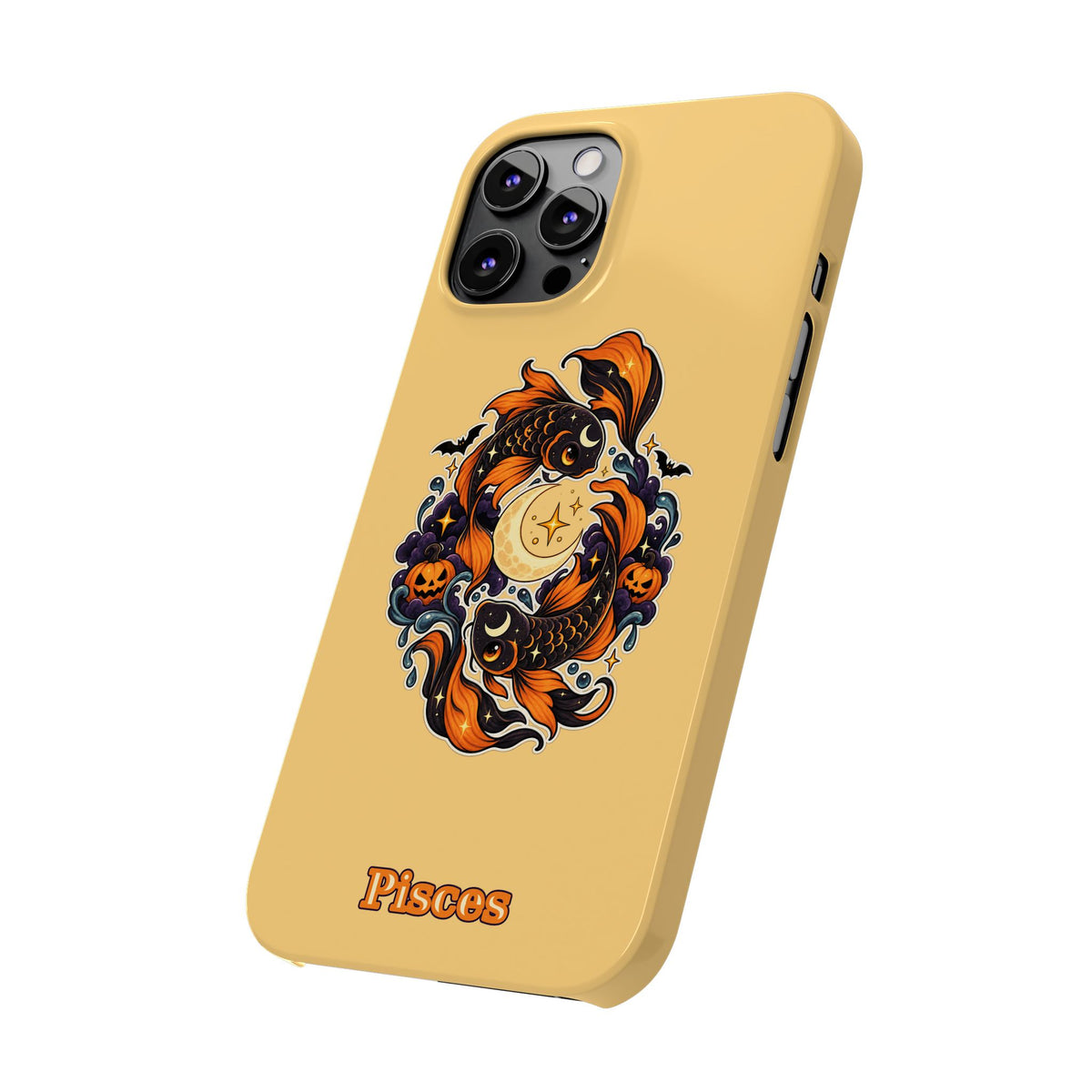 Pisces Koi Moon Slim Phone Case — Halloween Zodiac Fish Design