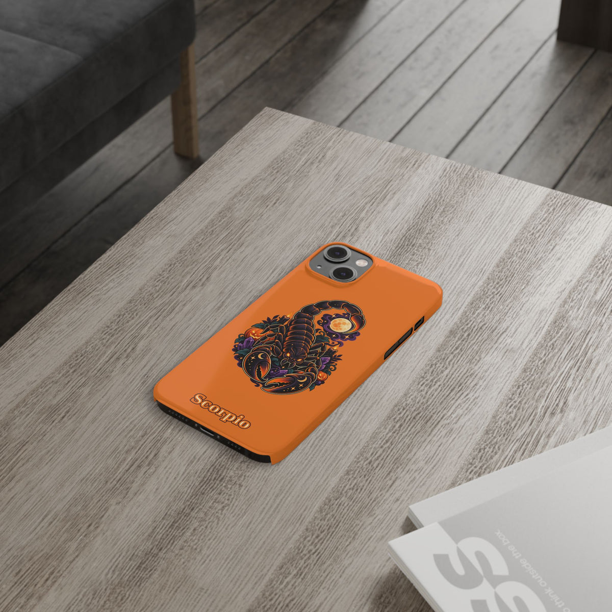 Scorpio Slim Phone Case — Halloween Orange Zodiac Scorpion Design