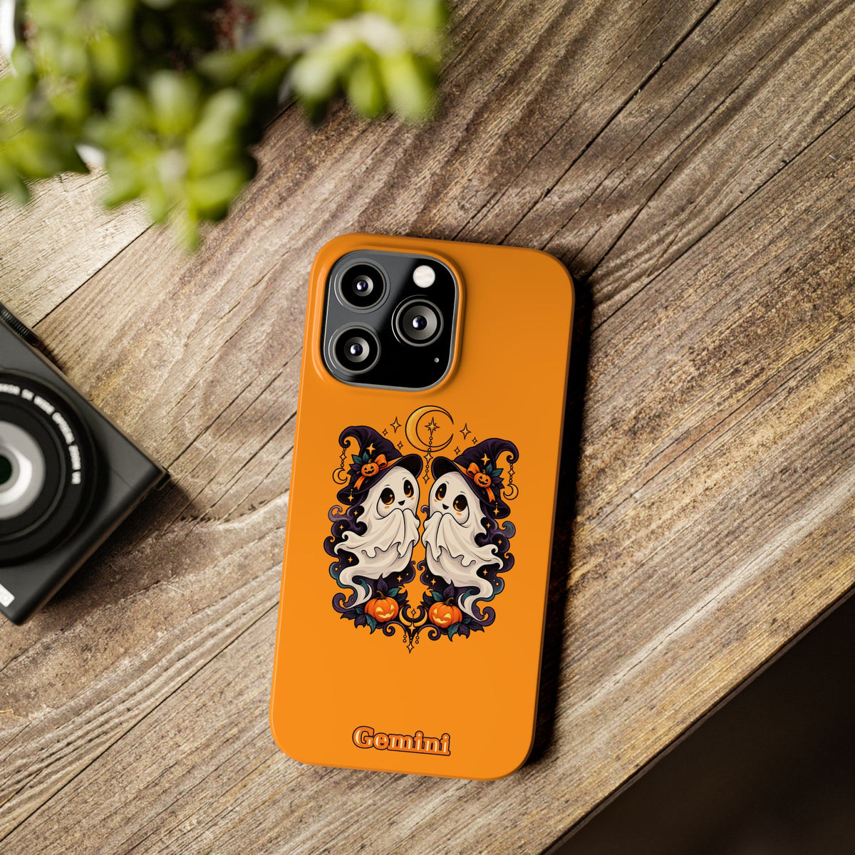 Gemini Halloween Slim Phone Case — Cute Twin Ghost Zodiac Design