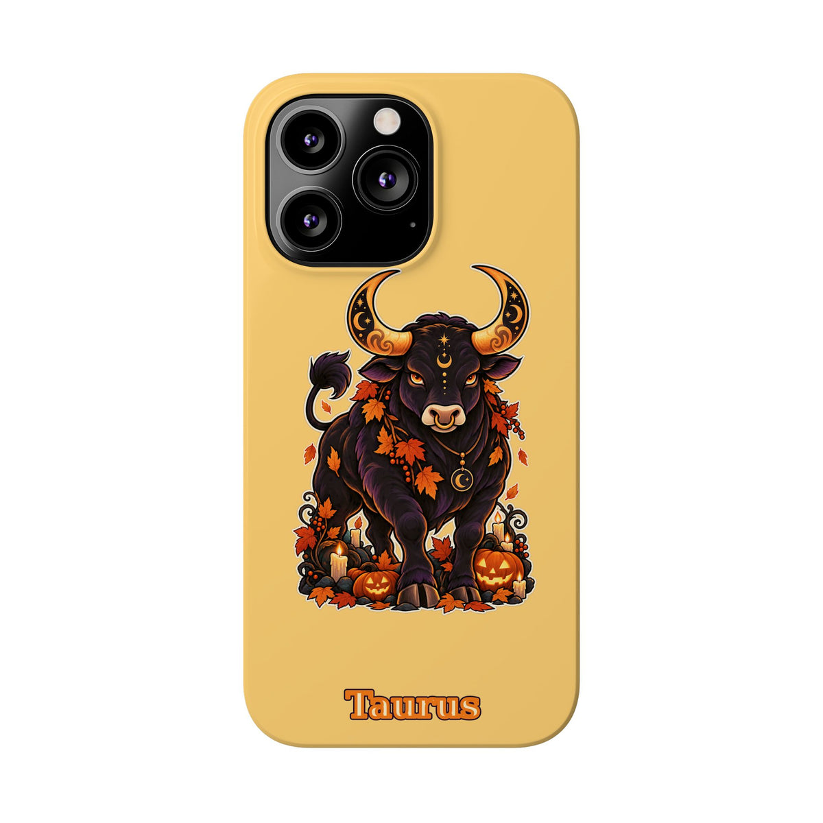 Taurus Slim Phone Case — Autumn Halloween Zodiac Bull Design