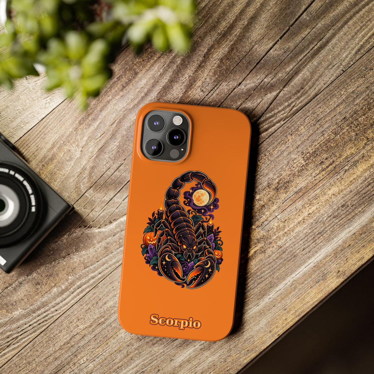 Scorpio Slim Phone Case — Halloween Orange Zodiac Scorpion Design