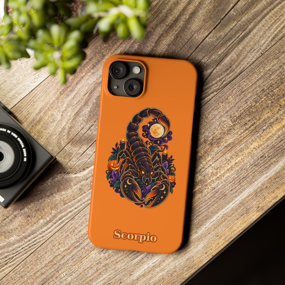Scorpio Slim Phone Case – Halloween Orange Scorpion Zodiac Design
