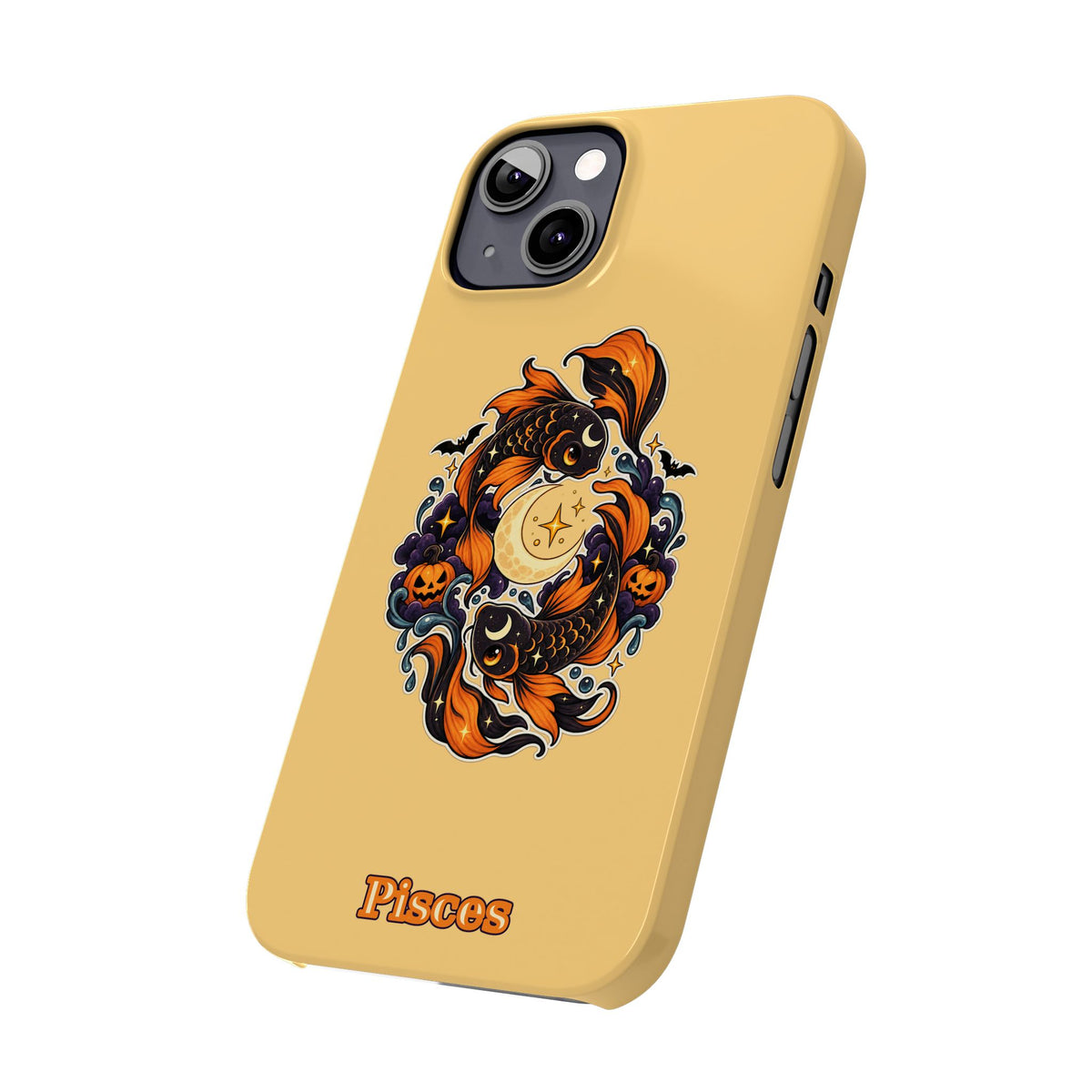 Pisces Koi Moon Slim Phone Case — Halloween Zodiac Fish Design