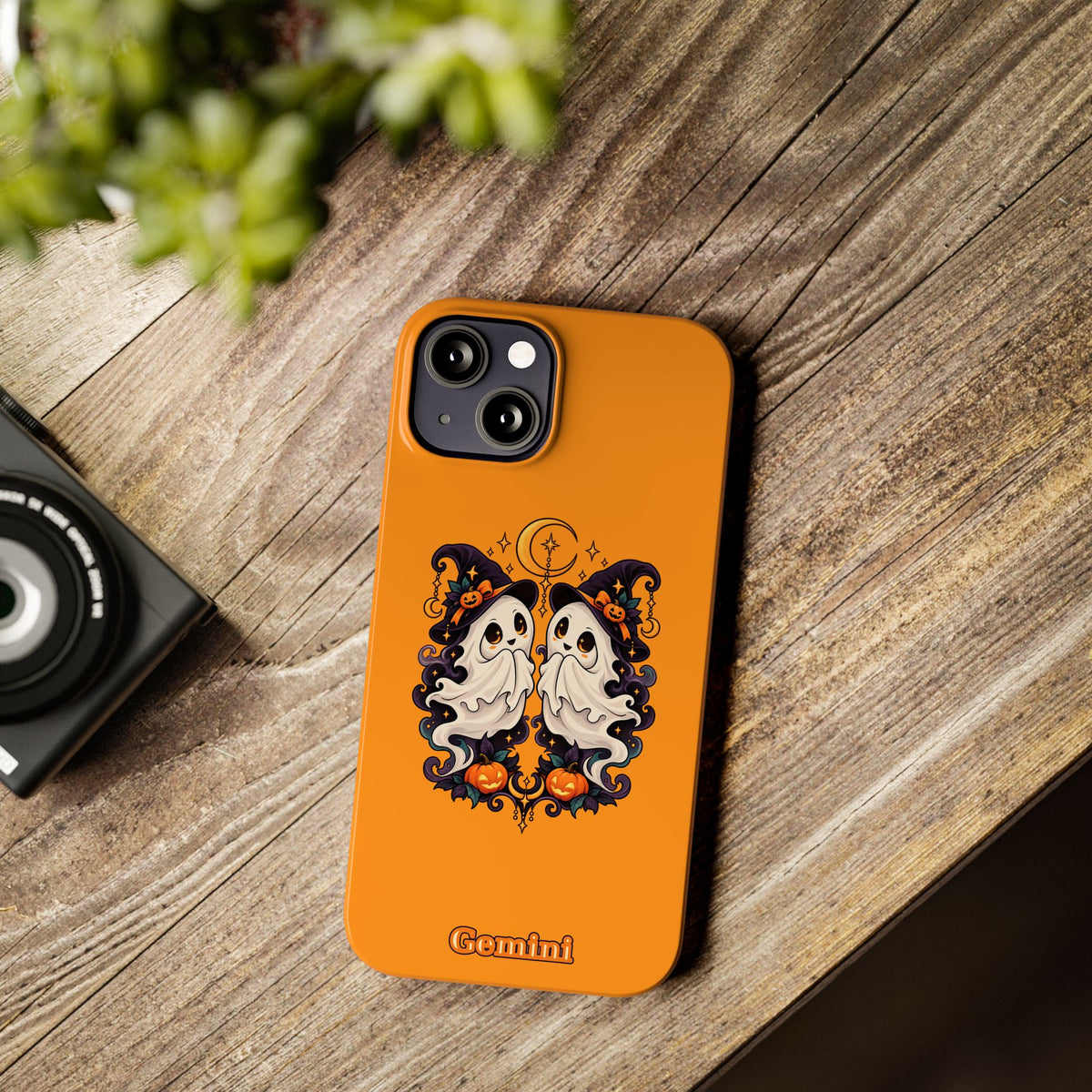 Gemini Halloween Slim Phone Case — Cute Twin Ghost Zodiac Design
