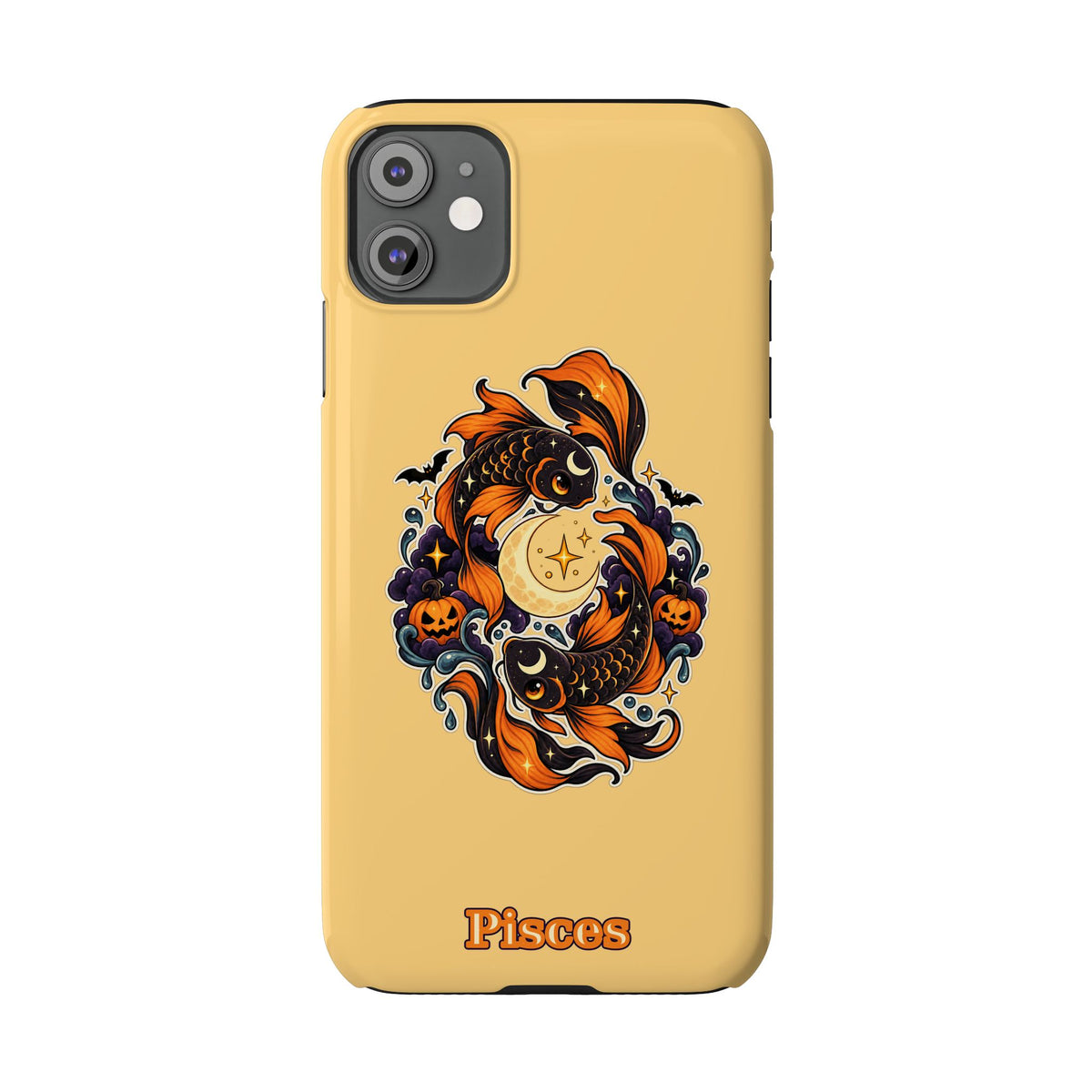 Pisces Koi Moon Slim Phone Case — Halloween Zodiac Fish Design