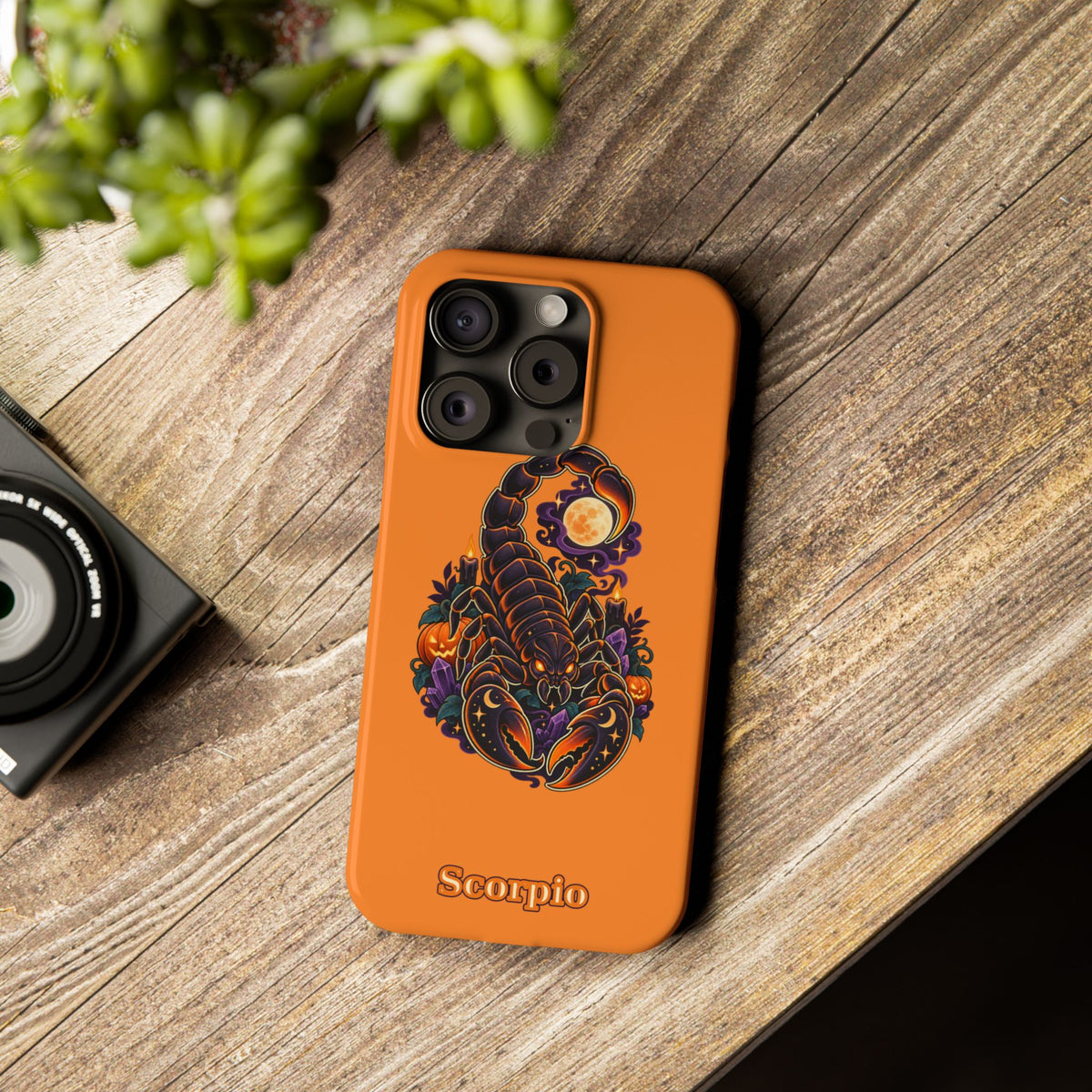 Scorpio Halloween Slim Phone Case — Orange Zodiac Scorpion Design