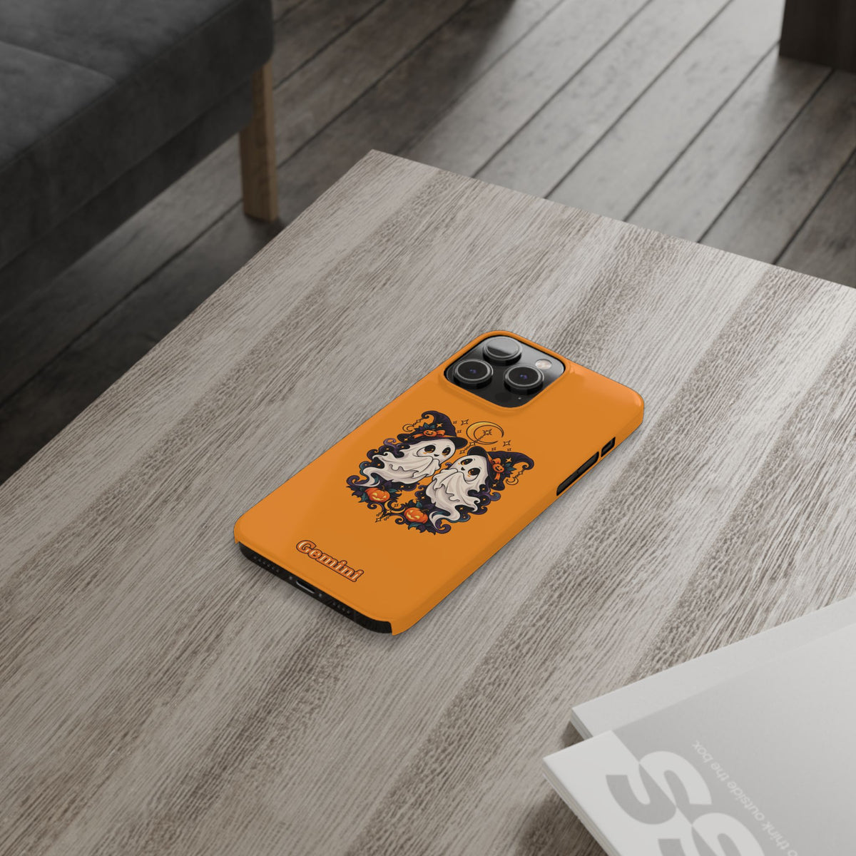 Gemini Halloween Slim Phone Case — Cute Twin Ghost Zodiac Design
