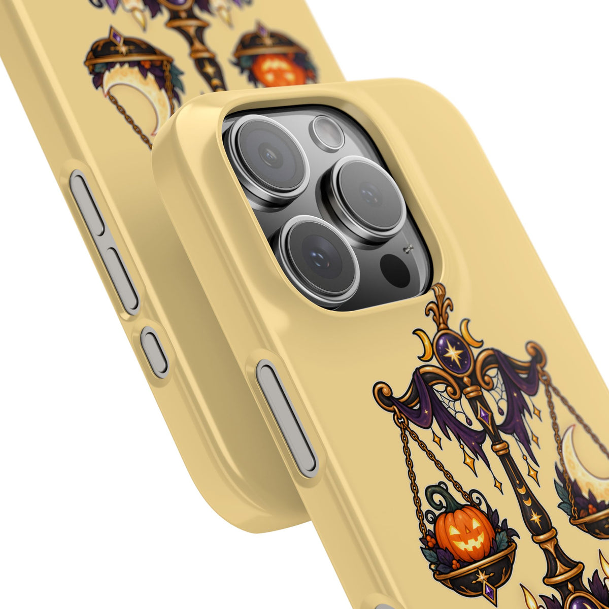 Libra Halloween Slim Phone Case — Pumpkin & Moon Scales Zodiac Design