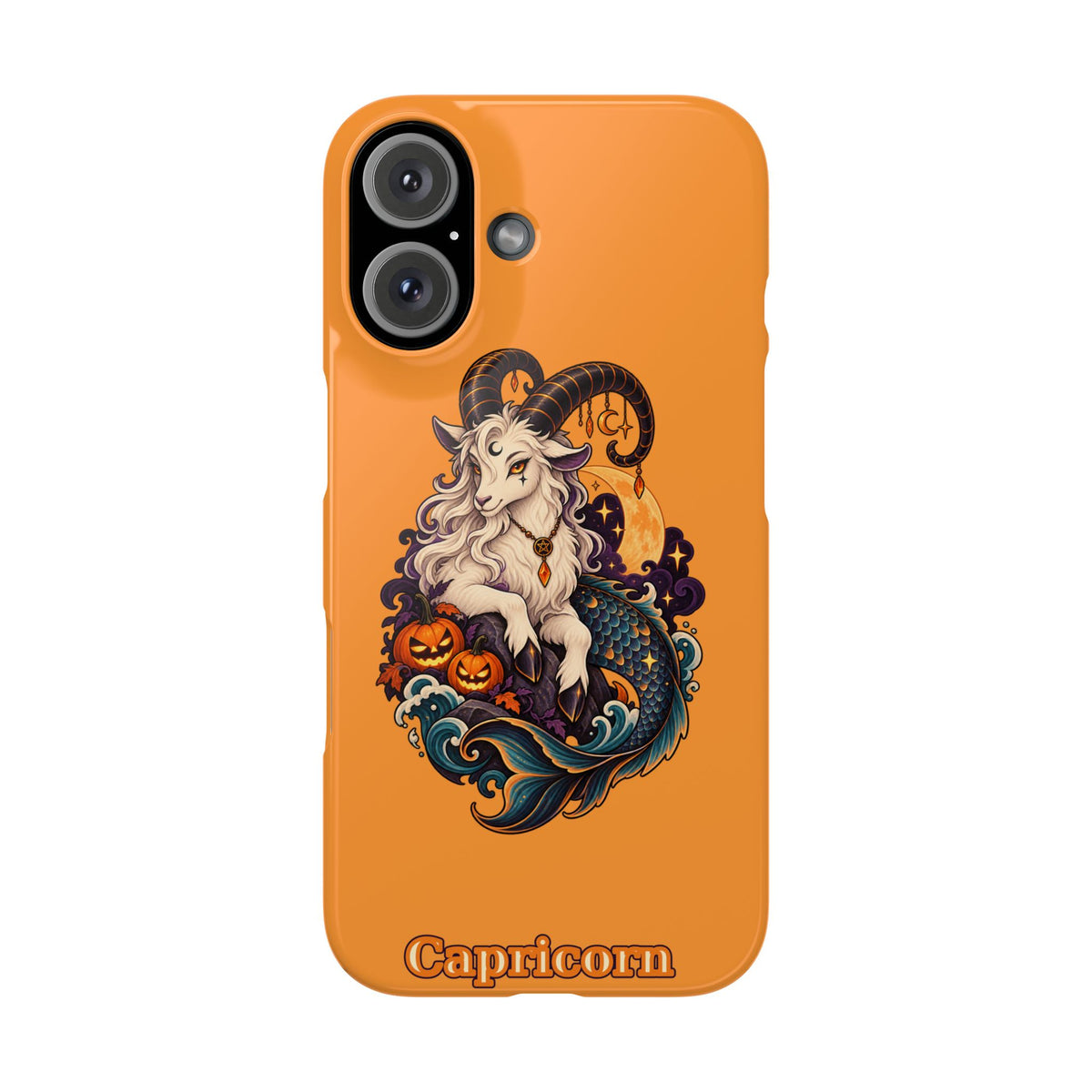 Capricorn Halloween Slim Phone Case — Zodiac Sea-Goat Pumpkin Design