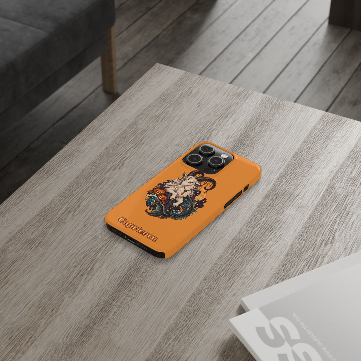 Capricorn Halloween Slim Phone Case — Zodiac Sea-Goat Pumpkin Design