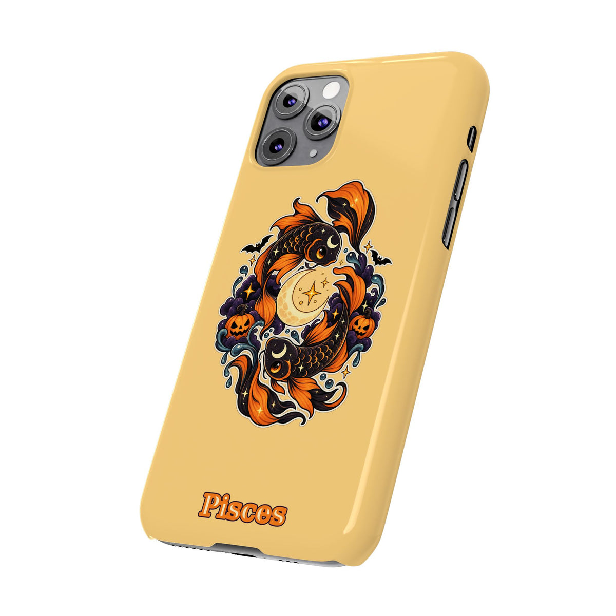 Pisces Koi Moon Slim Phone Case — Halloween Zodiac Fish Design