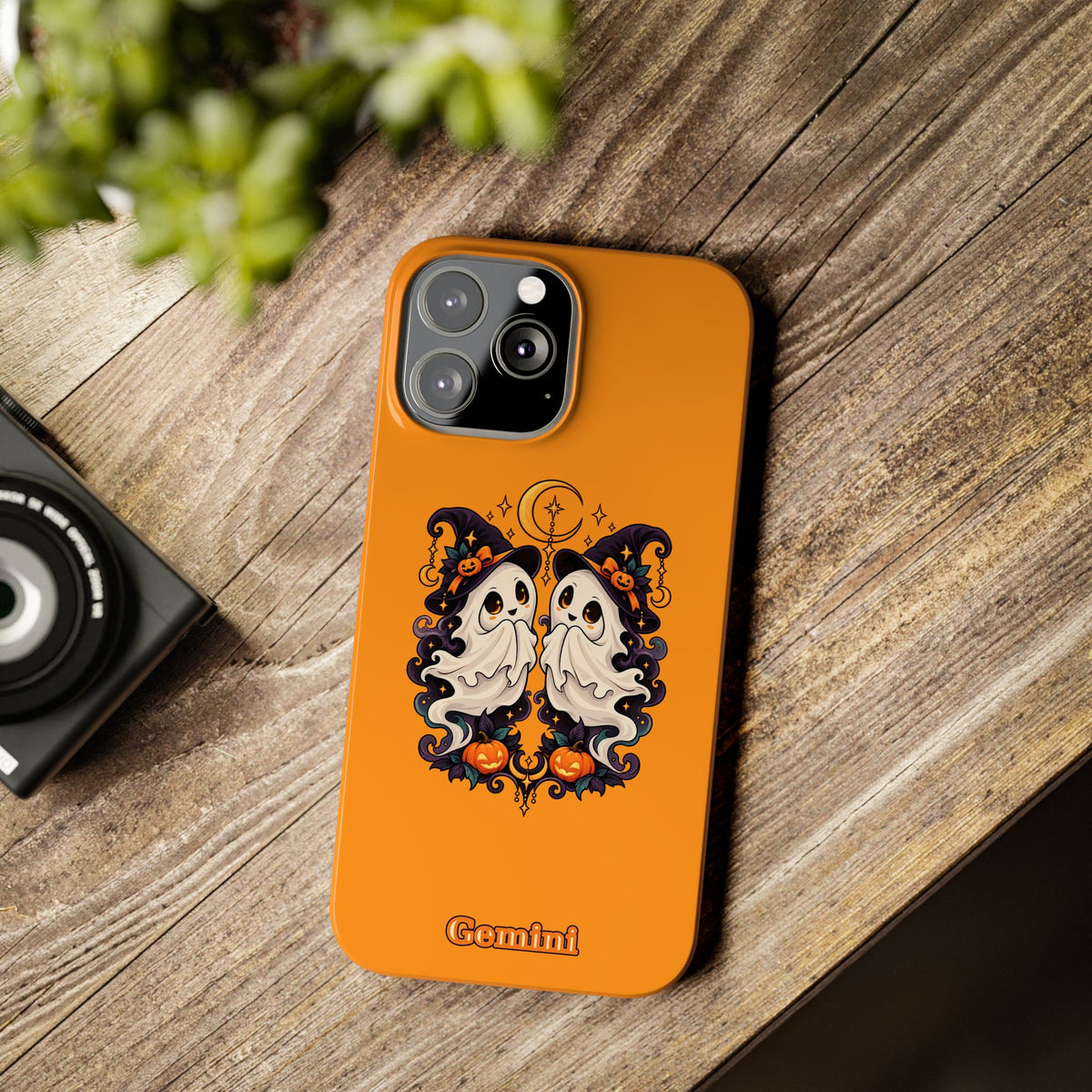 Gemini Halloween Slim Phone Case — Cute Twin Ghost Zodiac Design