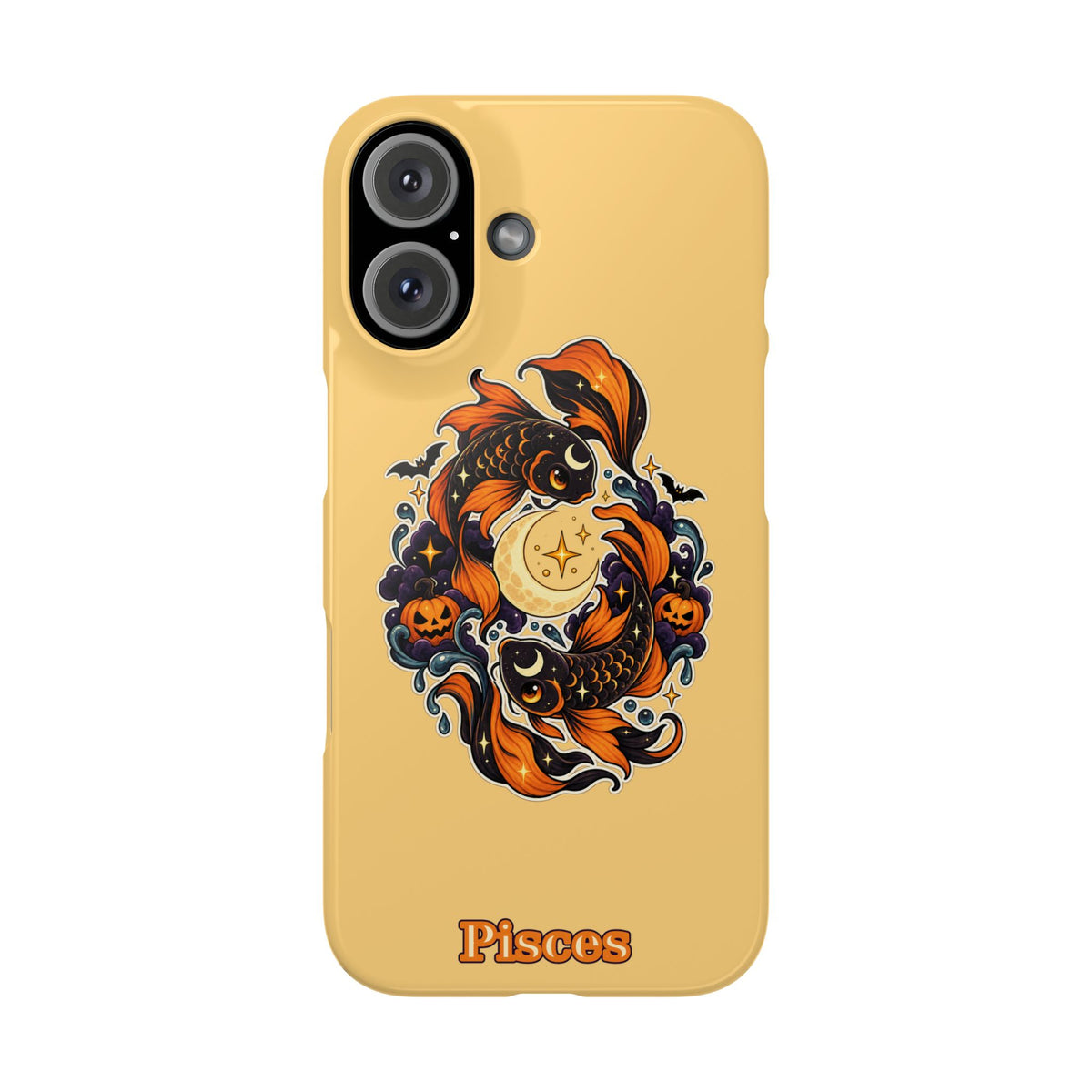 Pisces Koi Moon Slim Phone Case — Halloween Zodiac Fish Design
