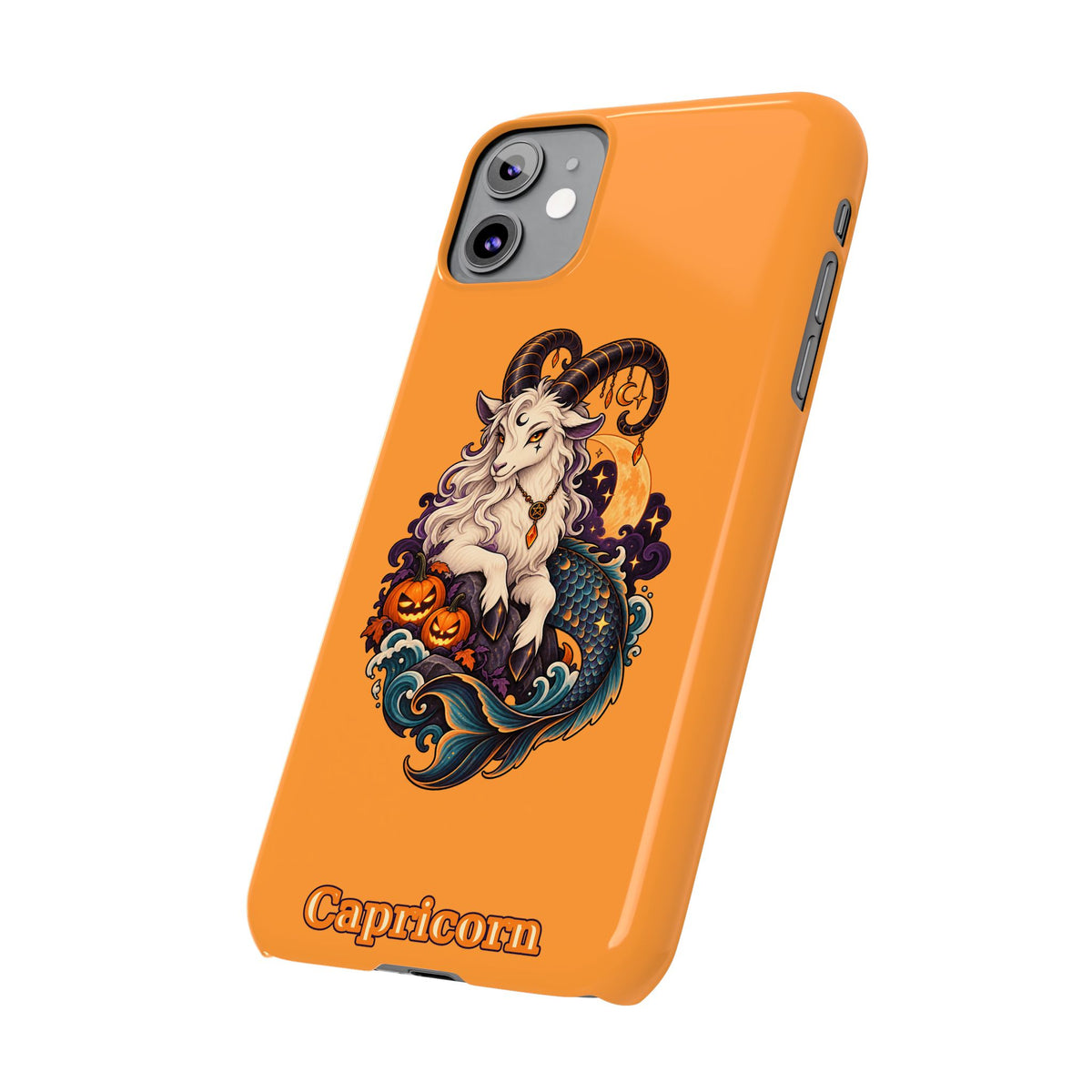 Capricorn Halloween Slim Phone Case — Zodiac Sea-Goat Pumpkin Design