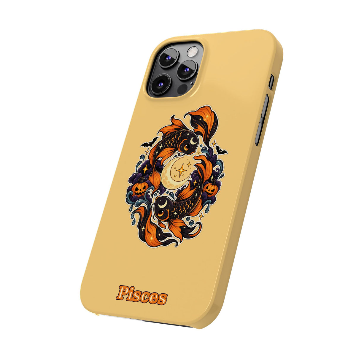 Pisces Koi Moon Slim Phone Case — Halloween Zodiac Fish Design