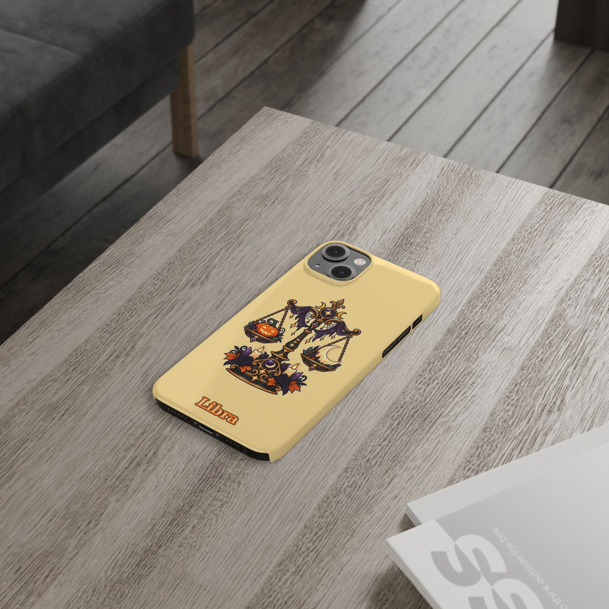 Libra Halloween Slim Phone Case — Pumpkin & Moon Scales Zodiac Design