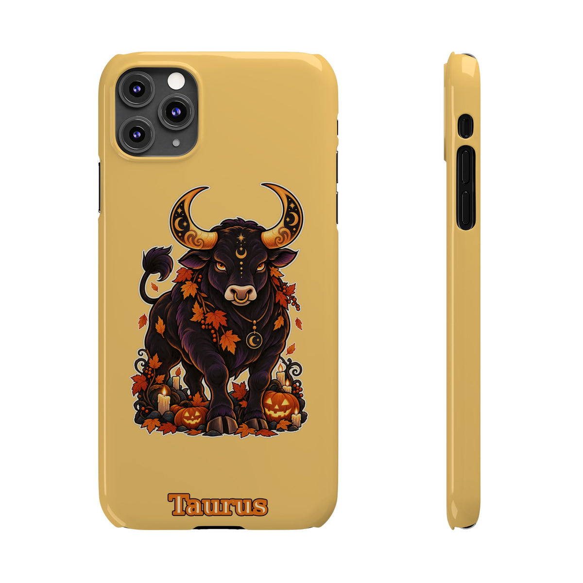 Taurus Slim Phone Case — Autumn Halloween Zodiac Bull Design