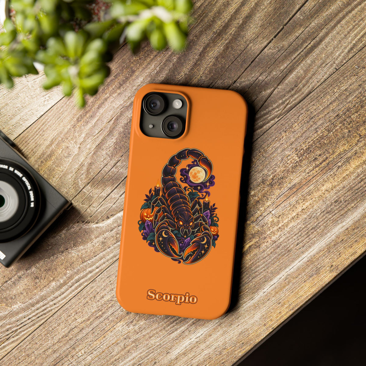 Scorpio Halloween Slim Phone Case — Orange Zodiac Scorpion Design
