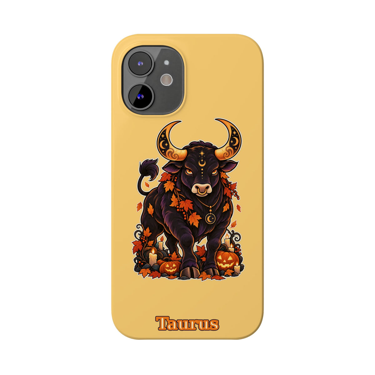 Taurus Slim Phone Case — Autumn Halloween Zodiac Bull Design