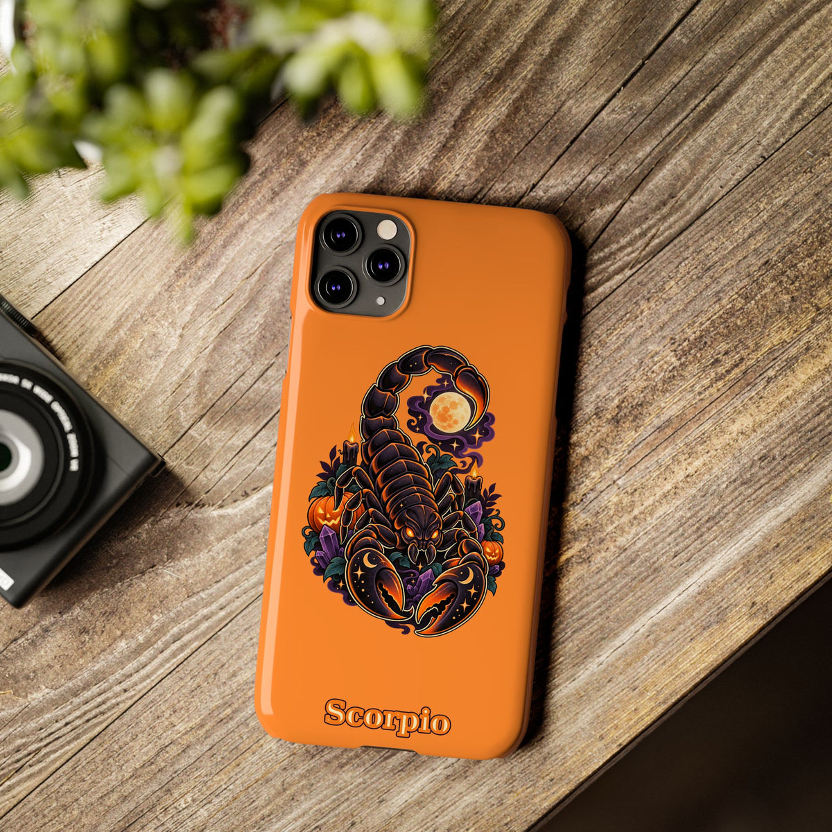Scorpio Halloween Slim Phone Case — Orange Zodiac Scorpion Design