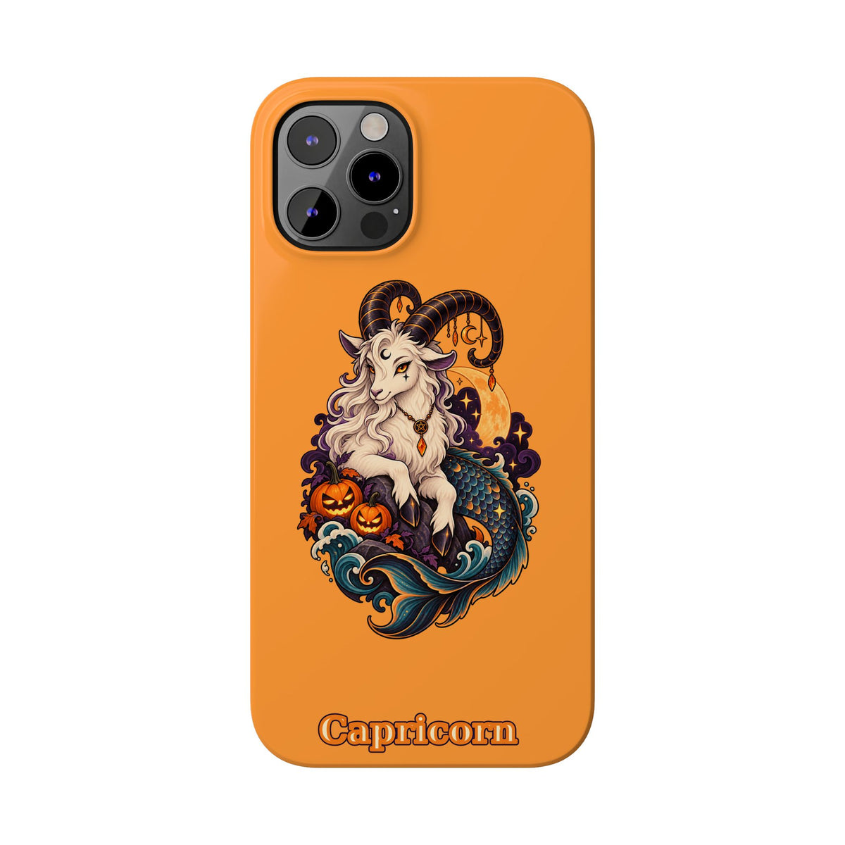 Capricorn Halloween Slim Phone Case — Zodiac Sea-Goat Pumpkin Design