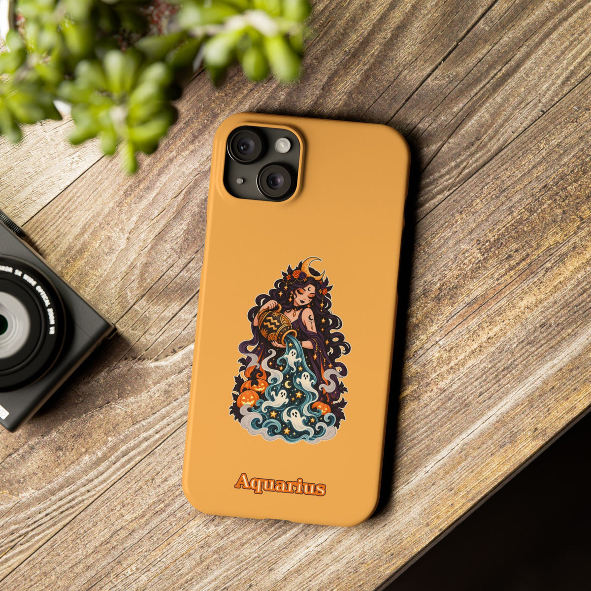 Aquarius Zodiac Slim Phone Case — Water-Bearer Halloween Astrology Design